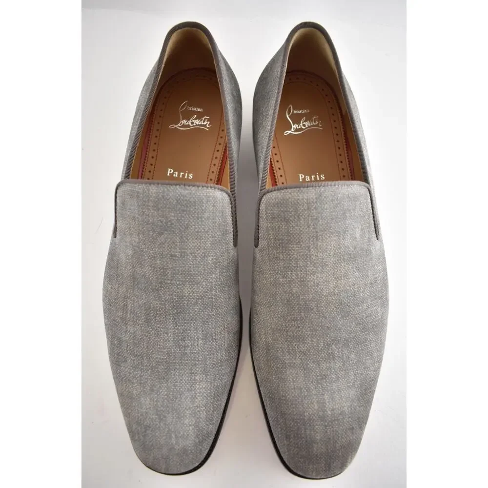 Christian Louboutin Mens Danny Flex Flat Crosta Silex Grey Dress Loafer 43 10